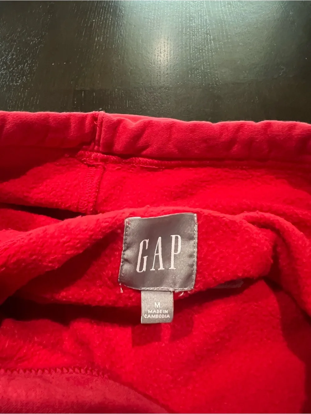 GAP Red Fleece Pullover Hoodie Logo Kangaroo Pocket Drawstring Men M